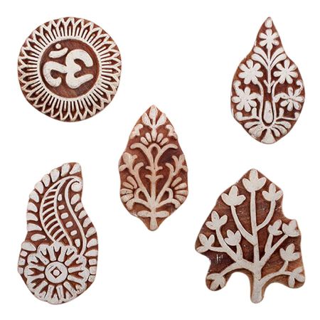 Set of 5 Piece New Mix Wooden Printing Blocks